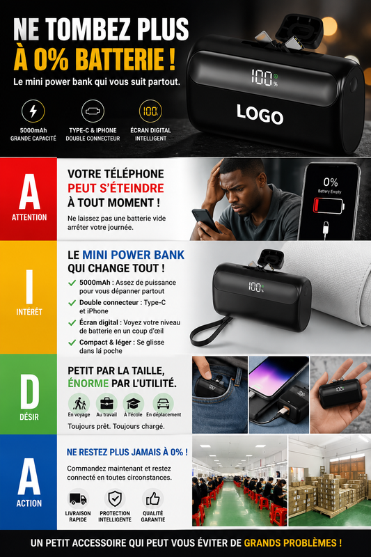 MINI POWER BANK 2 EN 1 -10000Mah