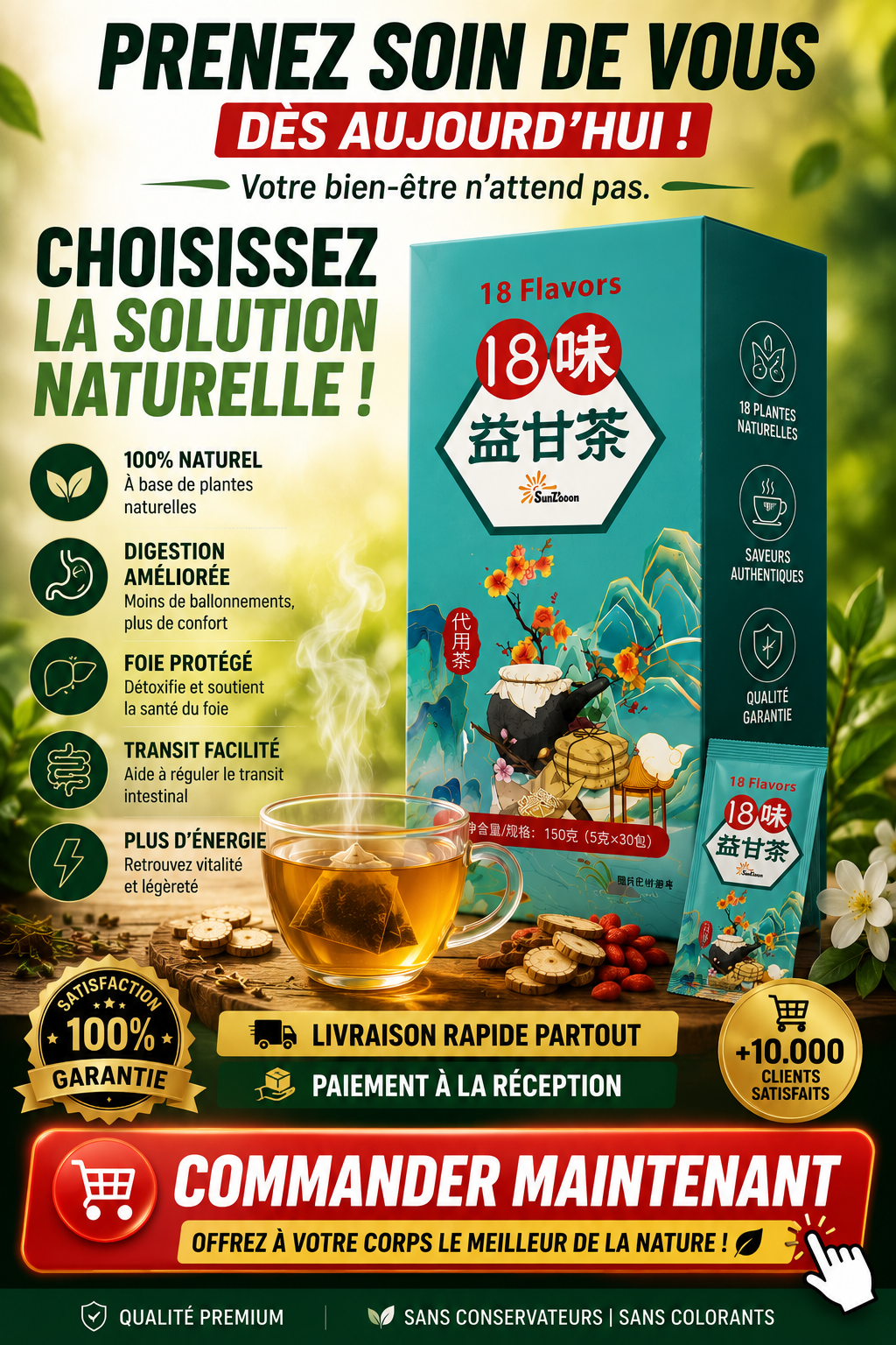 Thé au 18 saveur detox du foie