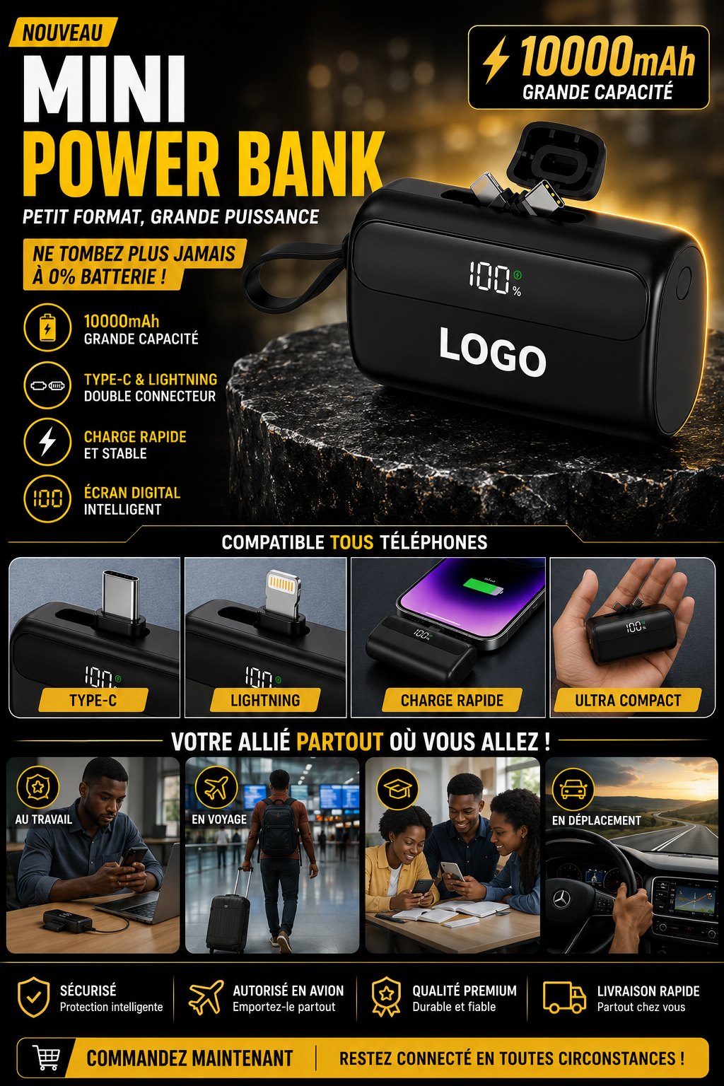 MINI POWER BANK 2 EN 1 -10000Mah