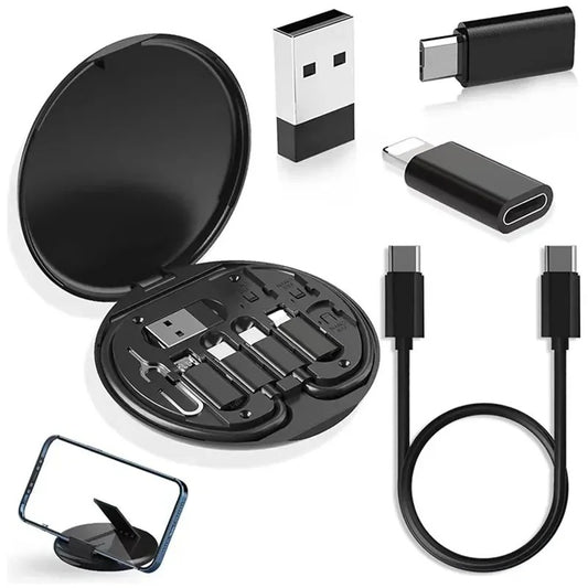 📦 Kit de Câble Multifonction 3-en-1 avec Support Téléphone – Charge Rapide et Pratique