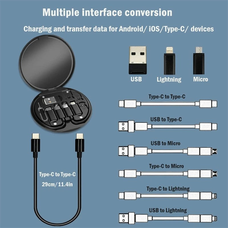 📦 Kit de Câble Multifonction 3-en-1 avec Support Téléphone – Charge Rapide et Pratique
